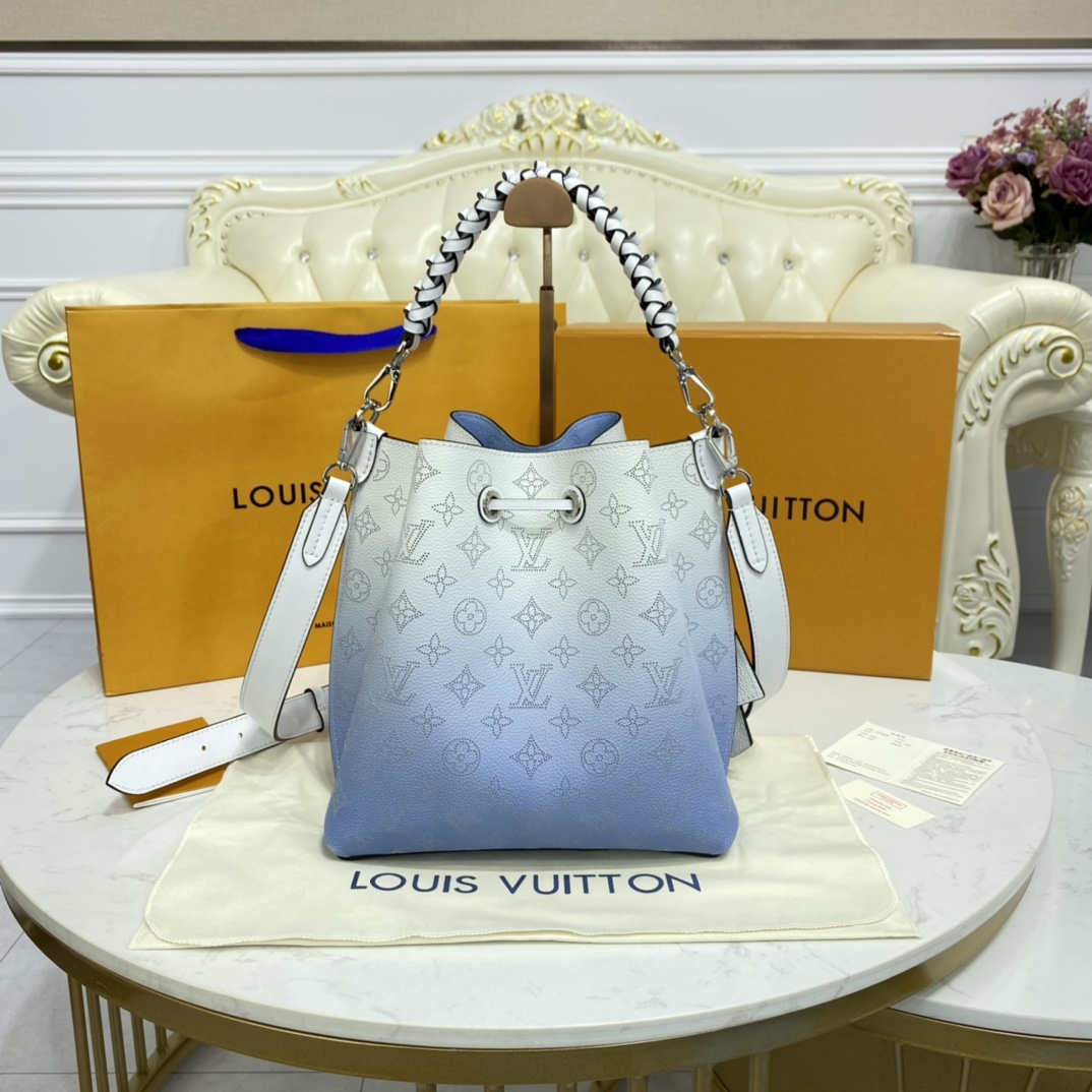 Louis Vuitton MURIA Bucket Bag Mahina Leather M57853 Gradient Blue